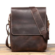 Mens Leather Messenger Bag Crossbody Shoulder Satchel Tablet Vintage Style