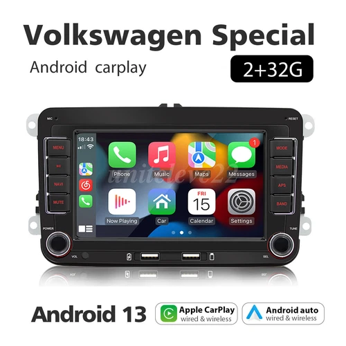 7'' CarPlay For VW GOLF MK5 MK6 Škoda Car Stereo Radio 2+32 Android 13 GPS NAVI - Picture 4 of 14