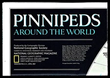 ⫸ 1987-4 April ANTARCTICA & WORLDS PINNIPEDS National Geographic Map - A3