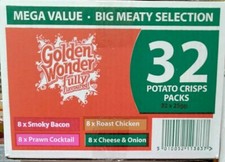 Golden Wonder Meaty Fully Flavoured 32 x 25g Box 4 Flavours Crisps Crisp Variety