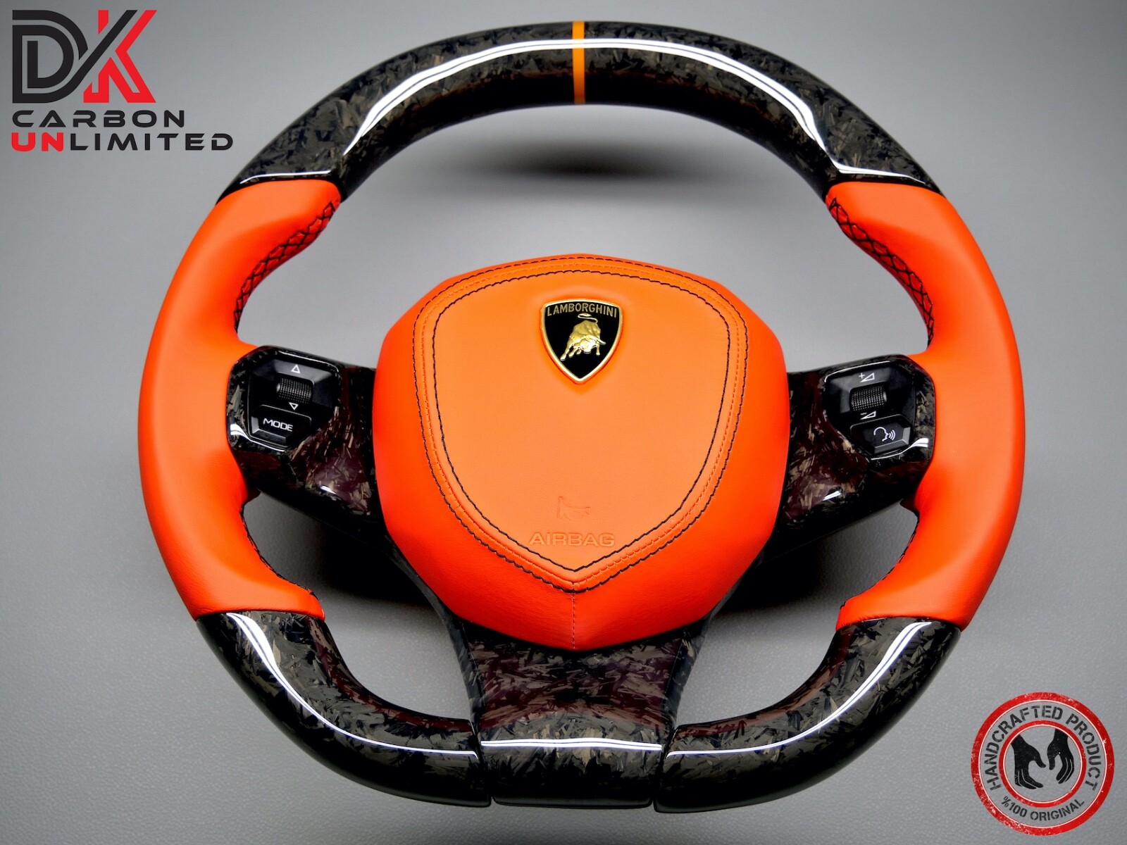 Lamborghini Aventador LP700 LP740 Arancio Dryope Forged Carbon Steering Wheel v2