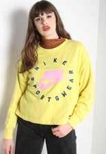 Nike Embroidered Big Logo Sweatshirt Yellow - Size Small S E47 