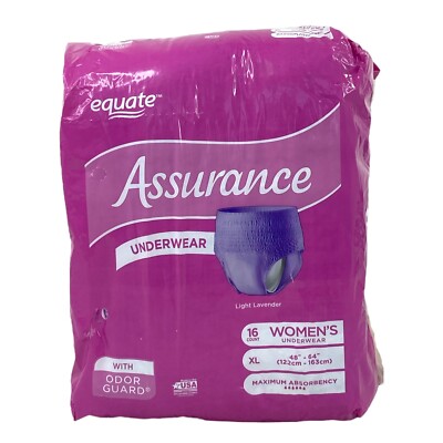 NEW Equate Women's 16-Count ASSURANCE Underwear Max Absorbency Size XL H5
