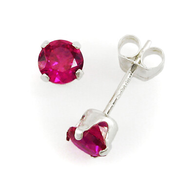 Birthstone Post Earrings - 4mm Round Simulant in SOLID Sterling Silver