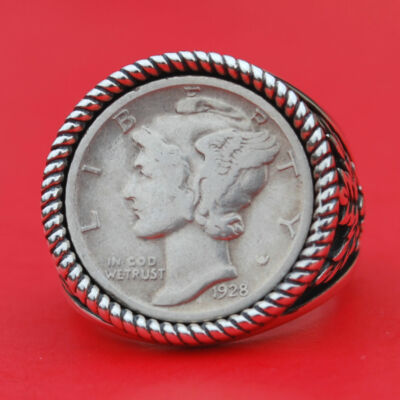 USA 1916 ~ 1945 Mercury Dime 90% Silber Münze 925 Sterling Silber Siegelring NEU