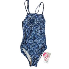 Seafolly Celestial Batik Blue High Neck Tank Size 8 New