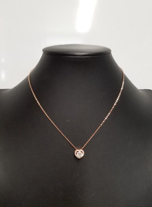 Authentic Moissanite Heart Pendant Rose Gold Plated Sterling Silver 16" Necklace