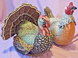 John Derian Beaded & Sequined TURKEY & CHICKEN PILLOWS Target LARGE⚡FREE SHIP⚡