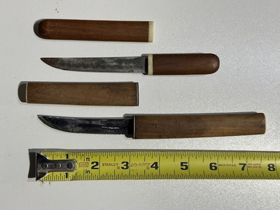 TWO VTG 1950s Samurai Tanto Fish Knife 3'' Blade Stainless Japan SL14