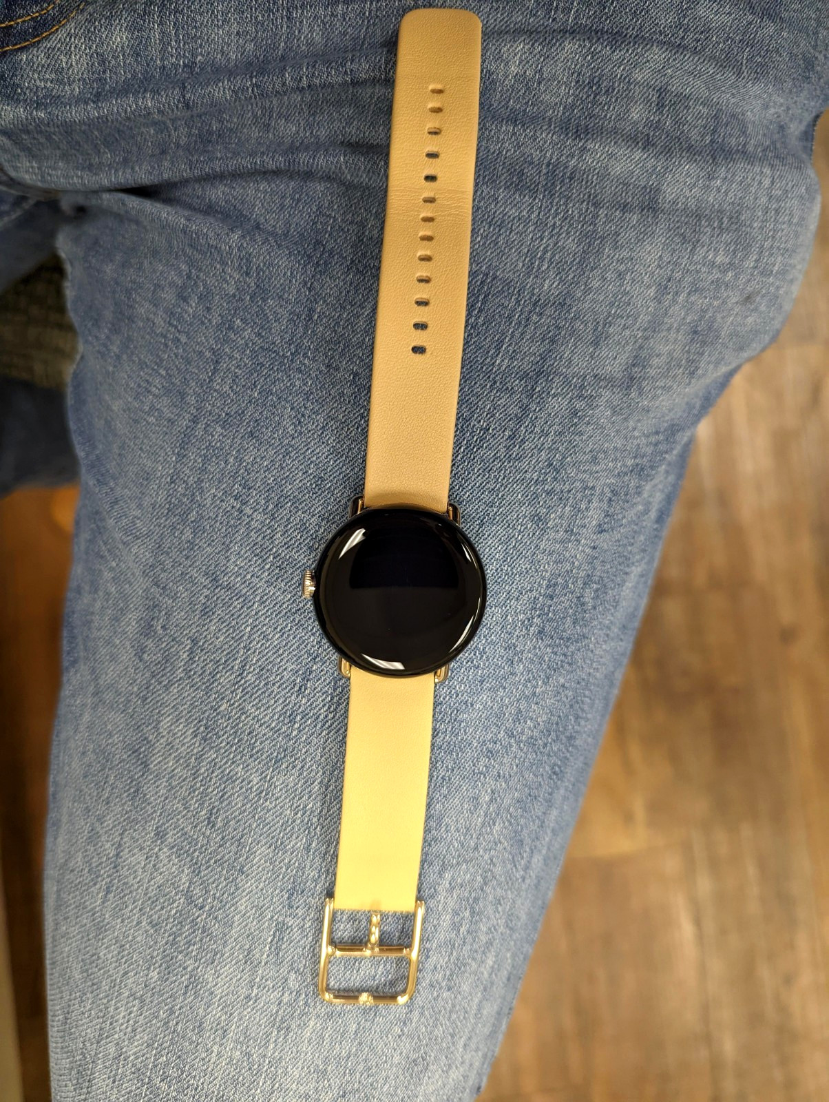 Genuine Google Pixel Watch Two-Tone Leather Band Linen / Champagne Gold - LARGE