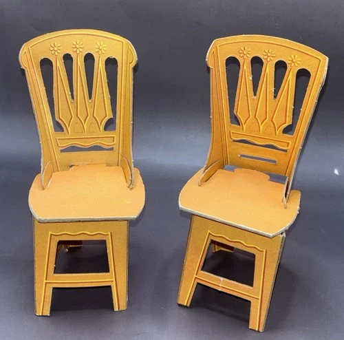 Vintage 1964 Barbie New Dream House #4092 Lot of 2 Cardboard Chairs Furniture