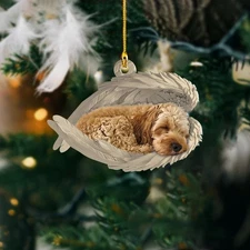 Personalized Sleeping Cockapoo Dog Christmas Ornament, Dog Angel Wings
