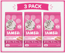 IAMS ProActive Health Adult Cat Kibble Sensitive Stomach Skin Turkey 6 lbs 3Pack 2.83 per pound