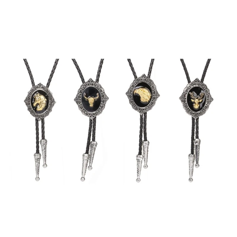 Bolo Tie for Men Teens Cowboy Western Cowgirl Alloy Sweater Shirt Decors Necktie