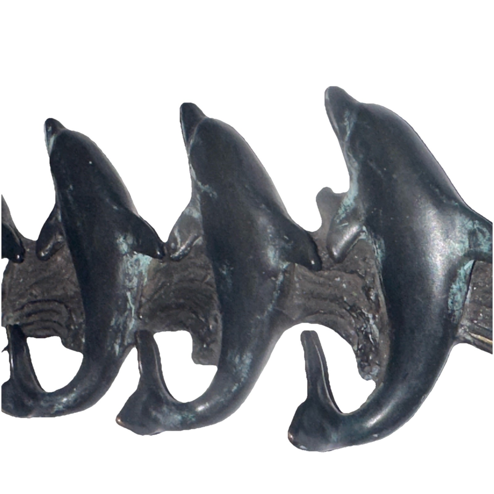 VTG 5 dolphins Bronze Tone Metal Rack  Key Jewelry Holder Wall Mount