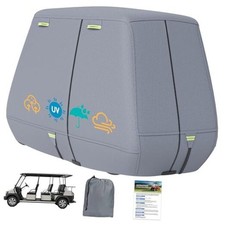 800D Waterproof Golf Cart Cover 2/4/6 Fits for 4 2/6 Passenger Cart Gray