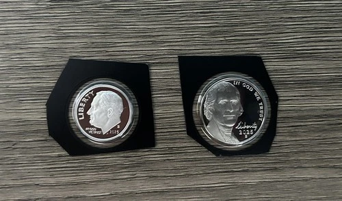 2025 S Roosevelt *99.9% SILVER PROOF* Dime and 2025 proof nickel clad.