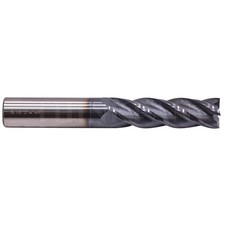 9/16" 4 Flute Solid Carbide 2" LOC x 4" OAL Long End Mill - AlTiN Coated