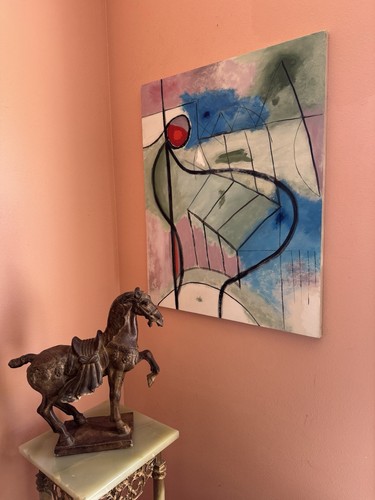 AUFGELISTETES KÜNSTLER Gemälde ABSTRAKT Modernist bildende Kunst Dr. BENJAMIN Gross 24" x 30" - Bild 10 von 10