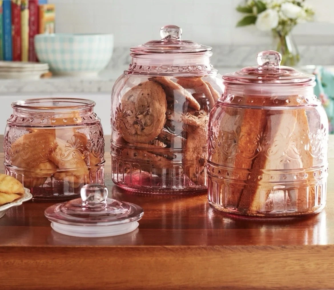 The Pioneer Woman Cassie Glass Canister, Rose. New