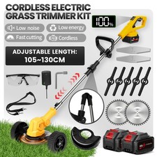 1200W Akku Rasentrimmer mit 2 Akkus Faltbarer Elektro Freischneider Motorsense