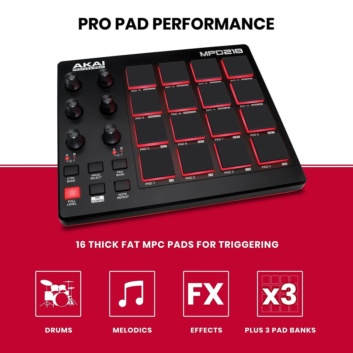 AKAI Professional MPD218 - USB MIDI Controller with 16 MPC Drum