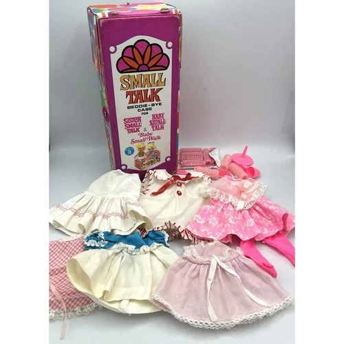 Vintage Mattel Small Talk / Small Walk Doll Clothing Lot & Storage Bed
