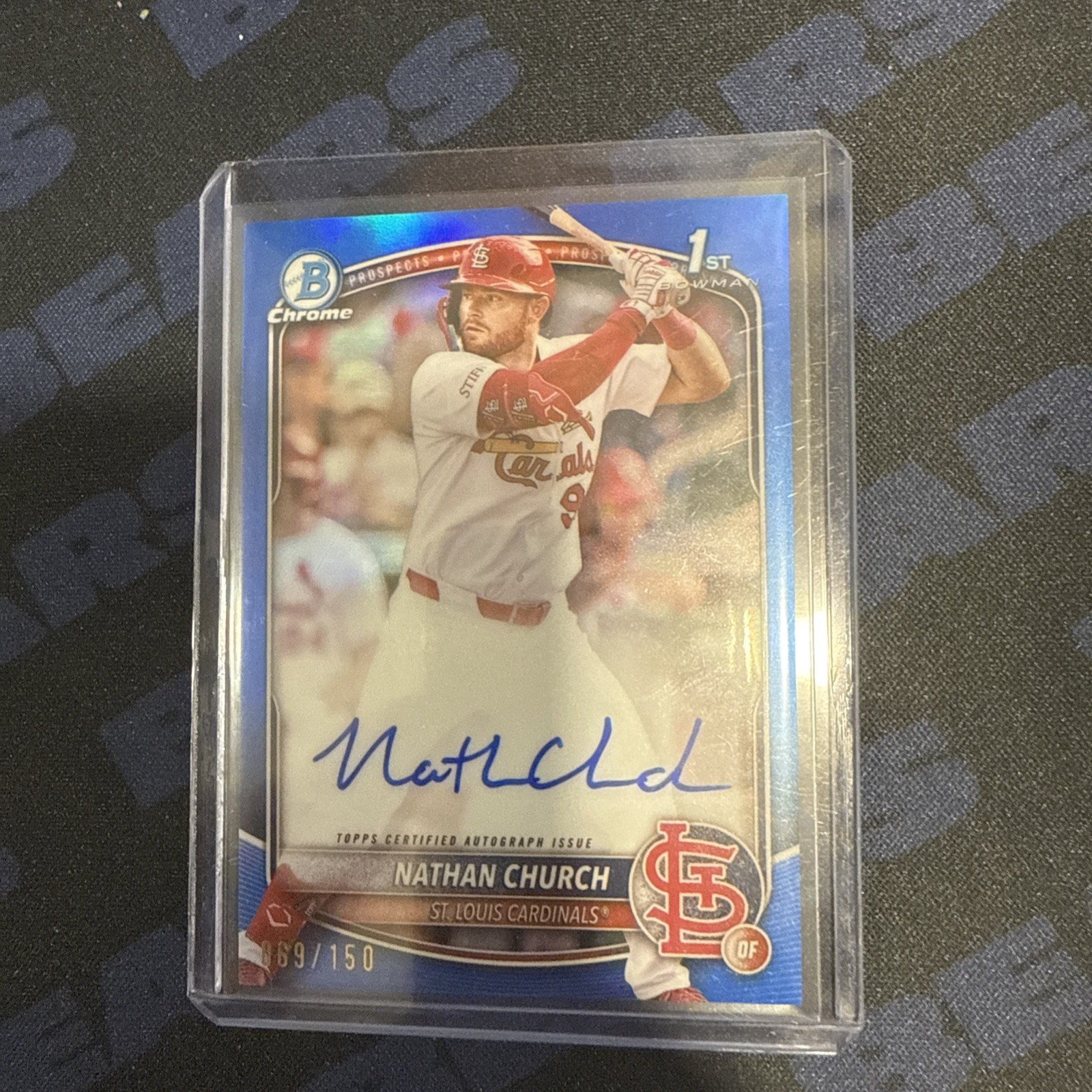 NATHAN CHURCH 2025 BOWMAN CHROME 1ST AUTOGRAPH TRUE BLUE AUTO /150 Q4920