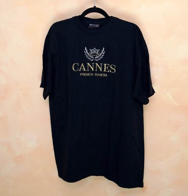 90s/Y2K Vintage Cannes Embroidered T-Shirt - 100% Cotton - Sz XL