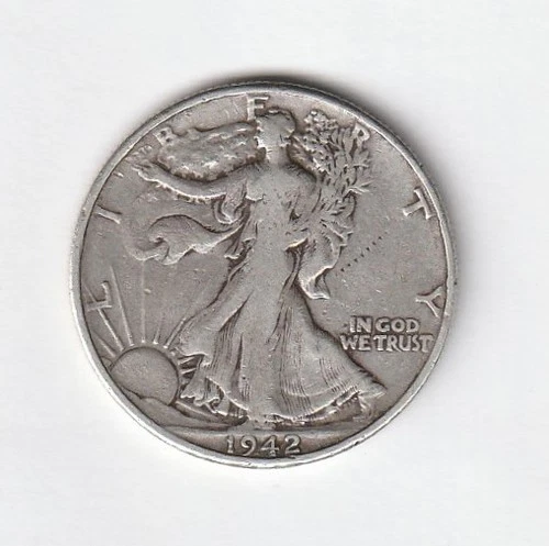1942 Walking Liberty Half Dollar 90% Silver XF+ condition. Inv#317