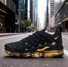 Nike Air VaporMax TN Plus Men's Black Gold Size Sneaker Running Shoes,US 7-12