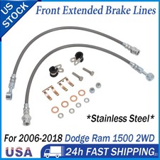 Front Stainless Steel Extended Brake Lines Kit For 2006-2018 Dodge Ram 1500 2wd