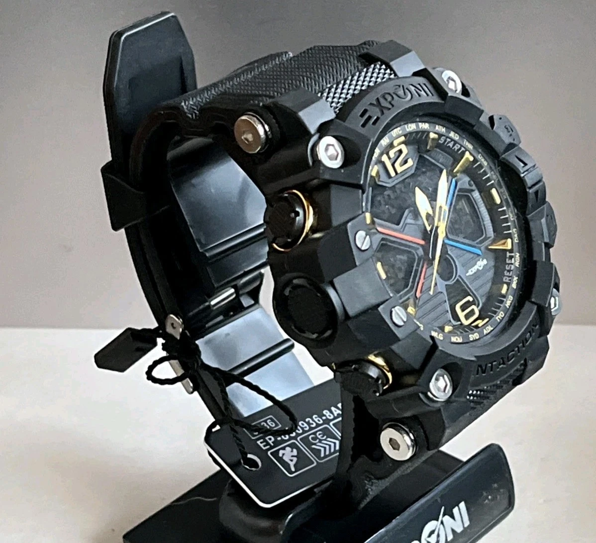 Orologio Uomo Stile Pilota Militare | Al Quarzo Analogico Con Cinturino In Nylon | Impermeabile E Luminoso Al Buio | Nero Minimal - 2