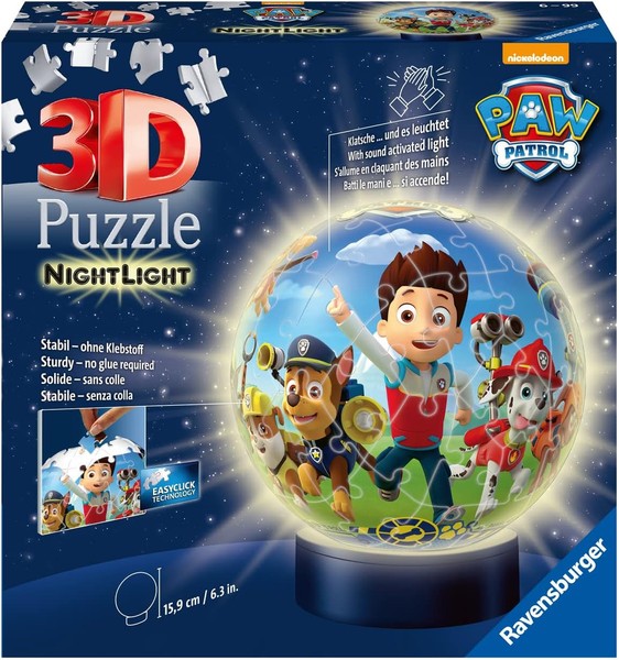 Ravensburger 3D Puzzle 11842 - Nachtlicht Puzzle-Ball Paw Patrol - 72 Teile-image