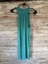 Michael Kors Teal Green Halter Neck Pleated Sleeveless Maxi Dress Size M