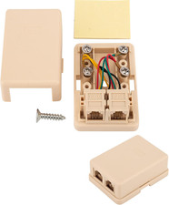 Phone Jack Surface Mount Dual Port Telephone Jack Box with 2 RJ11 6P4C Female Ou