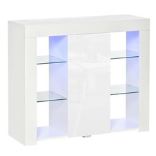 CREDENZA MODERNA CON MENSOLE IN VETRO 97X35X83 CM IN COLORE BIANCO