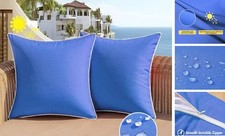 Outdoor Waterproof Throw Pillow Covers 20x20 20" x 20" Pack of 2 Light Blue