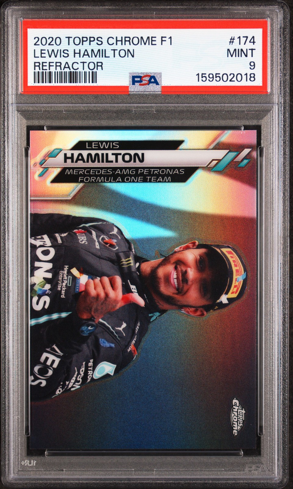 2020 TOPPS CHROME FORMULA 1 REFRACTOR #174 LEWIS HAMILTON PSA 9 view 1