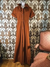 UNBRANDED Vtg. Women's 12 Rust-Orange-Brown JUMPSUIT Bell Bottoms 70s MOD