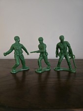 Plastic Soldiers Bright Green Vintage Military Figures Lot of 3