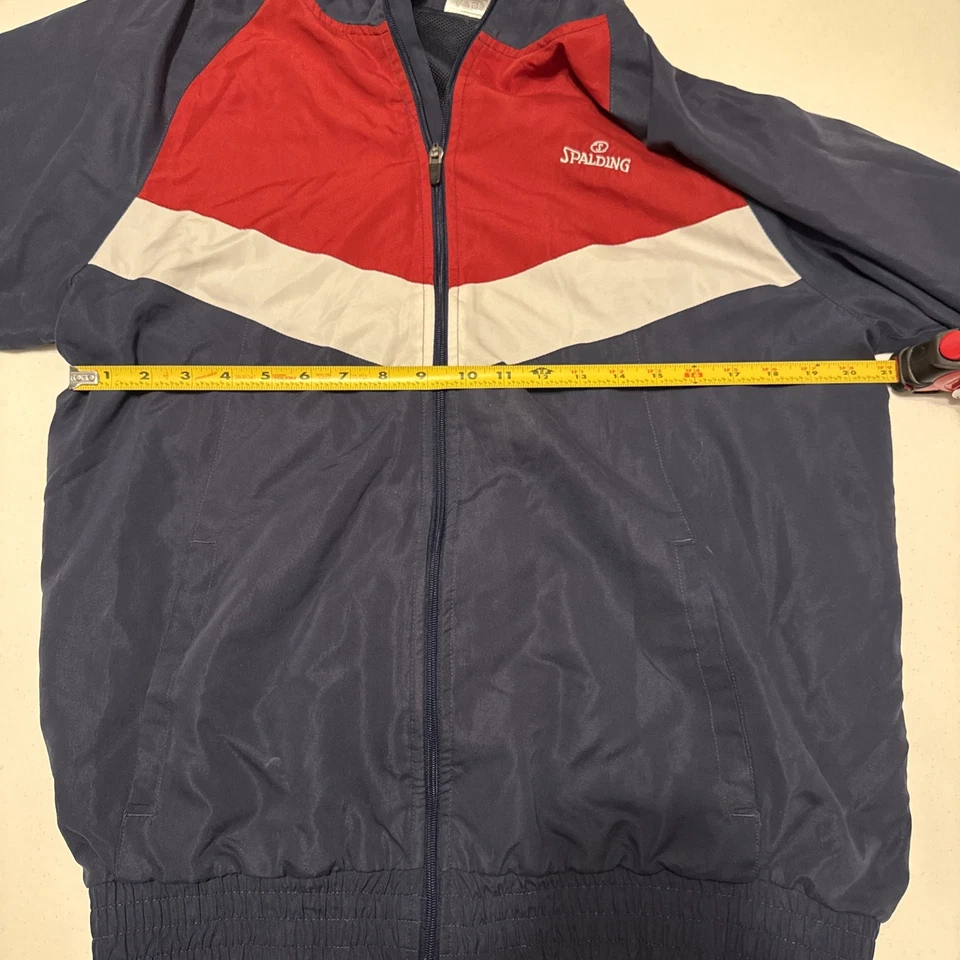 VINTAGE Spalding Sport Jacket Wind Breaker Mens Navy Red WhiteFull Zip Coloblock - Image 4 of 4