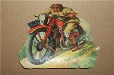 ORIGINAL VINTAGE ANTIQUE MOTORCYCLE B137 MOTORBIKE BIKE PAPER TOY STICKER DECAL