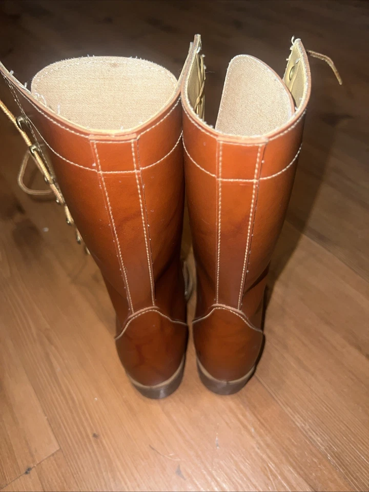 1970s Lace Up Leather Boots Vintage Frye Style Campus Kids 13D USA - Image 2 of 4