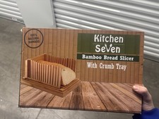 Kitchen Seven Bamboo Bread Slicer With Crumb Tray 100% Natural Bamboo