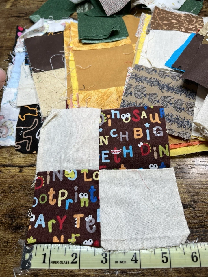 Fabric Scraps Lot Quilting Blocks Strips Squares Doll Clothes Crafts Scrapbook - Image 4 of 4