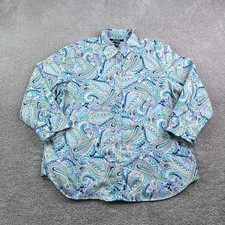 Chaps Top Womens XL Blue Pink Paisley No Iron...