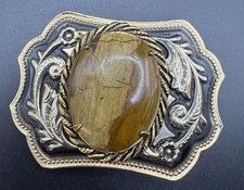 Vintage Gold Silver,Black Floral Western Style Belt Buckle Faux Stone
