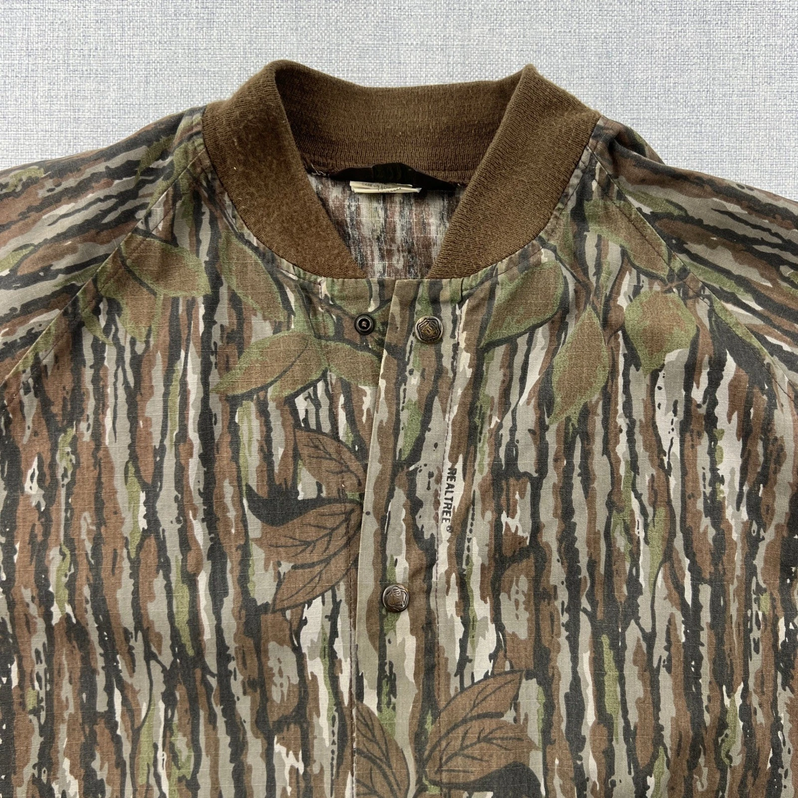 Vintage Liberty Camo Bomber Jacket Mens XL Realtree Treebark Hunting USA Made image 10