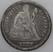 1877-P Seated Liberty Dime 90% Silver, 100+ years Old As Shown [SN01]